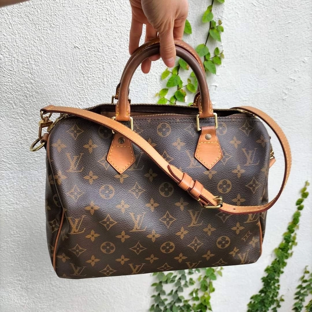 Superb Louis Vuitton Speedy bag 35 in custom monogram canvas Lovely Audrey  by artist PatBo Brown Leather Cloth ref.261236 - Joli Closet